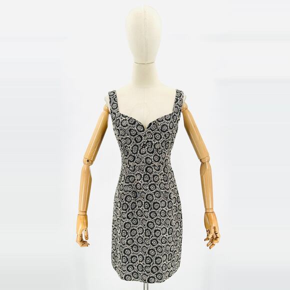 Nanette Lepore Brocade Black Ivory Sweetheart Pocketed Mini Dress - Picture 1 of 10